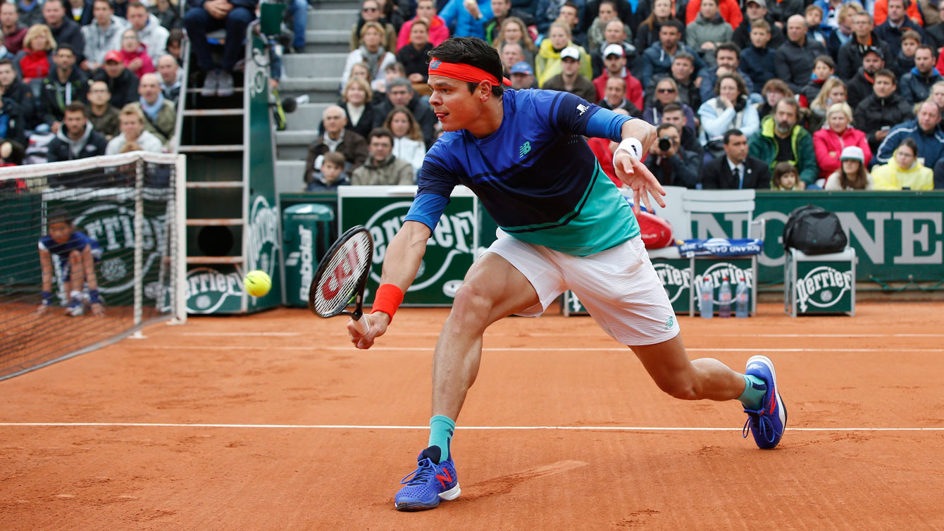 Milos Raonic at the French Open opening round on May 23, 2016.