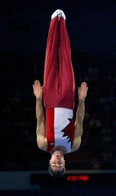 Mathieu Turgeon Mathieu Turgeon of Toronto performs his compulsory routine on the way to winning the bronze medal in the first ever men's trampoline competition at the Summer Olympics in Sydney on Saturday, Sept. 23, 2000. (AP Photo/Amy Sancetta)