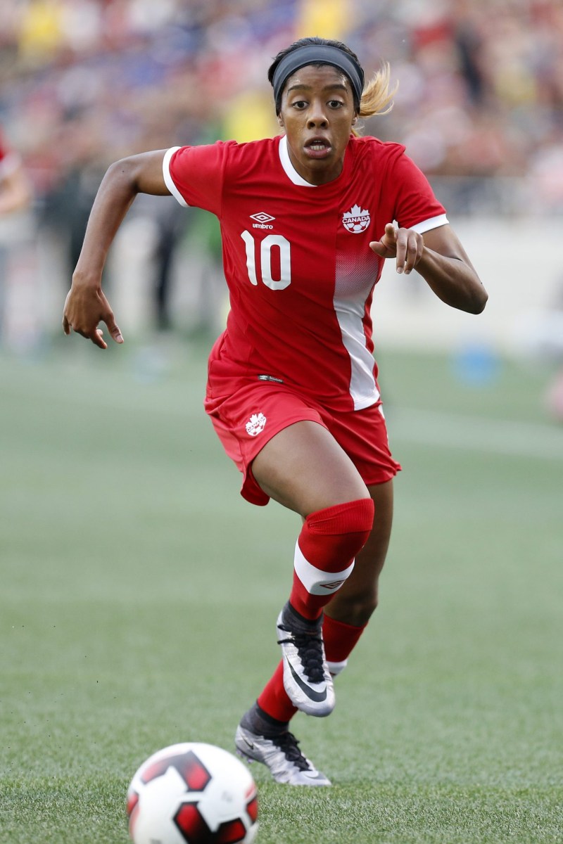 Ashley Lawrence dribbling