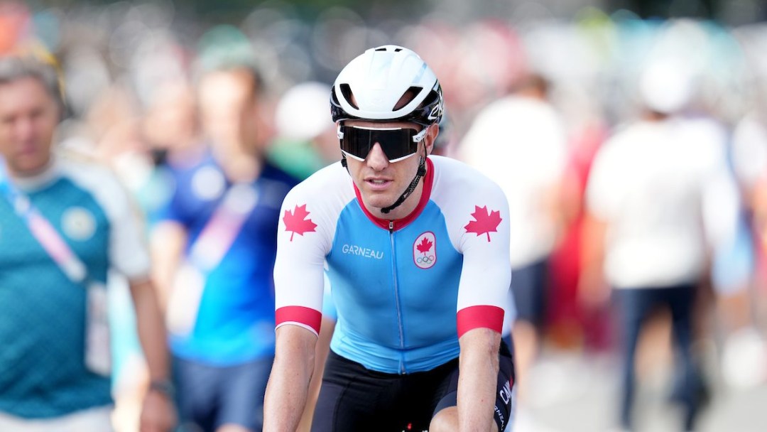 Team Canada’s Michael Woods prepares to compete in men's road race cycling at the 2024 Paris Olympics Games in France on Saturday, August 3, 2024.