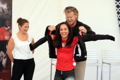 Jasmine Mian receiving her jacket during the wrestling announcement in Niagara on June 22, 2016.