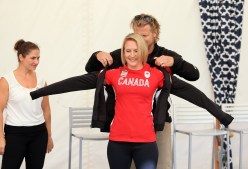 Jillian Gallays receiving her jacket during the wrestling announcement in Niagara on June 22, 2016.