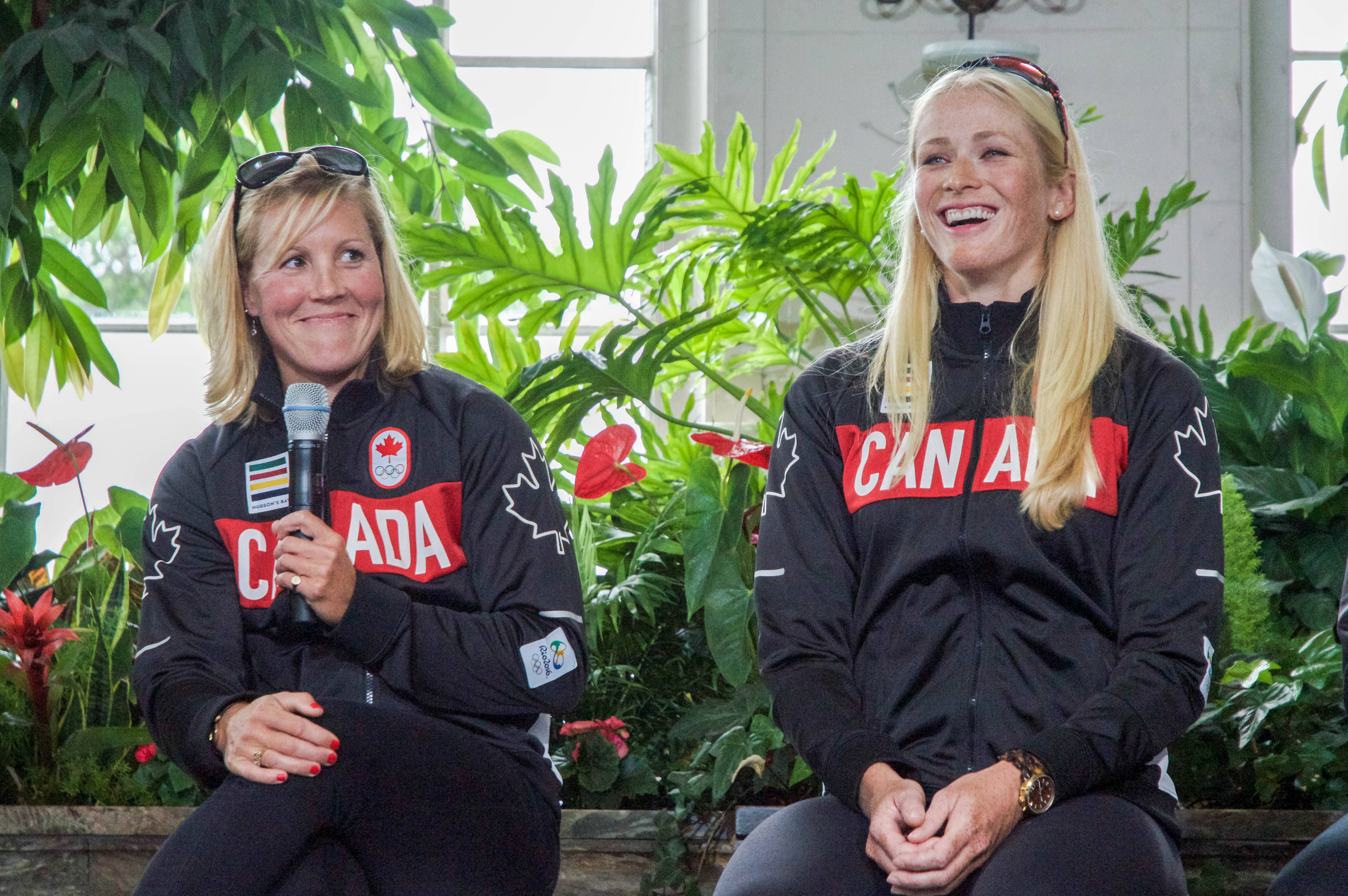 Lindsay Jennerich from women's leightweight double sculls and Cristy Nurse from women's eight at the rowing team announcement on June 28, 2016 in Toronto. Photo: Tavia Bakowski