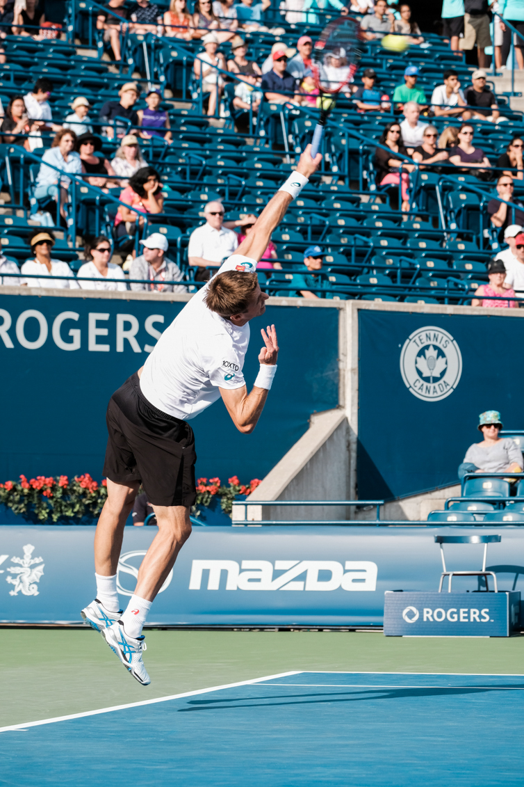 Canada’s Daniel Nestor in semifinals doubles action at the Rogers Cup in Toronto on July 30, 2016. (Thomas Skrlj/COC)
