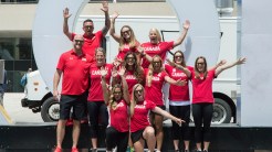 Members of the Rio 2016 Rugby Team for Canada after the send-off at Nathan Phillips Square on July 26, 2016. (Tavia Bakowski/COC)