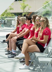 Members of the Team Canada rugby squad during the Rugby Canada send-off party on July 26, 2016. (Tavia Bakowski/COC)