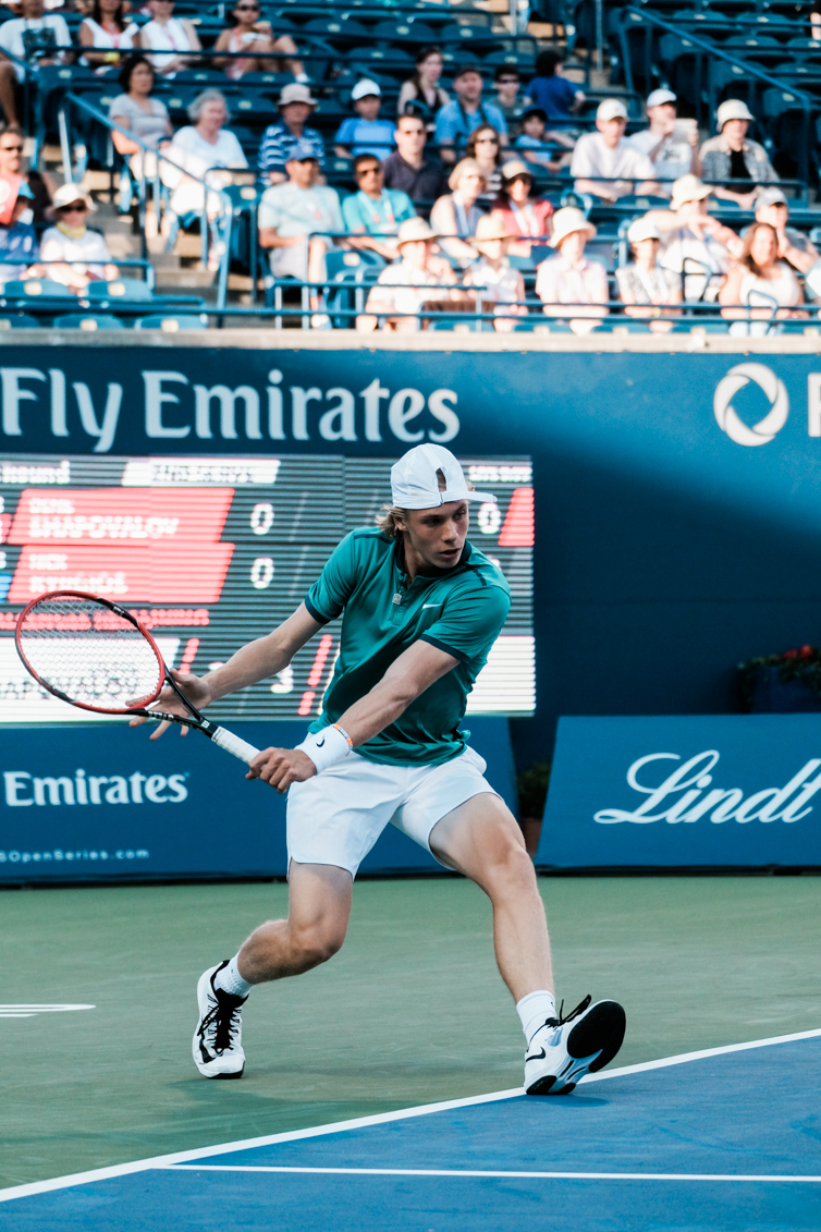 Denis getting ready to return a shot