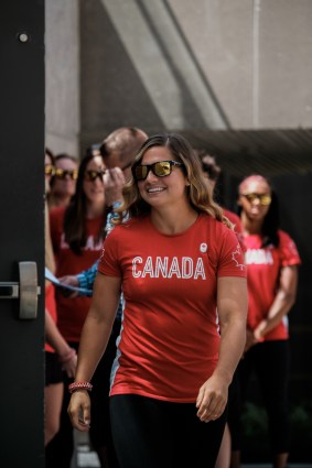 Canada's Rio 2016 Women's Rugby Sevens send-off at Toronto Nathan Phillips Square on July 26, 2016