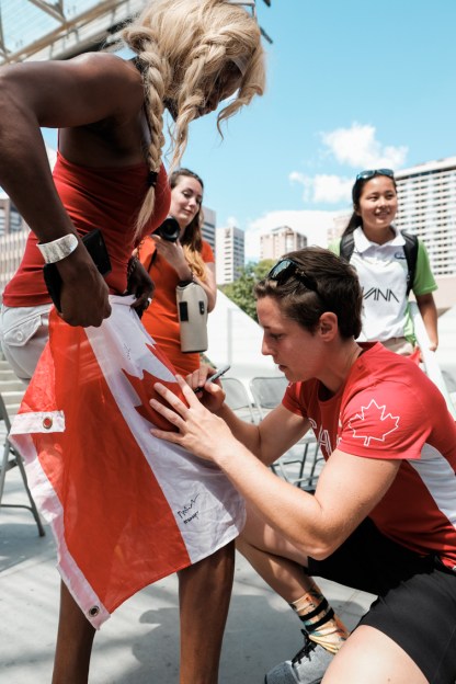 Canada's Rio 2016 Women's Rugby Sevens send-off at Toronto Nathan Phillips Square on July 26, 2016