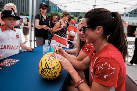 Canada's Rio 2016 Women's Rugby Sevens send-off at Toronto Nathan Phillips Square on July 26, 2016