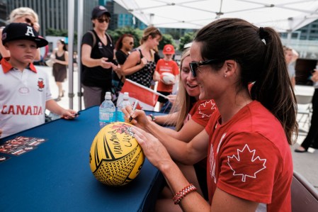 RugbySendoff-7 Canada's Rio 2016 Women's Rugby Sevens send-off at Toronto Nathan Phillips Square on July 26, 2016