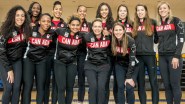 Rio 2016 basketball team posing for the press after the announcement on July 22, 2016. (Tavia Bakowski/COC)