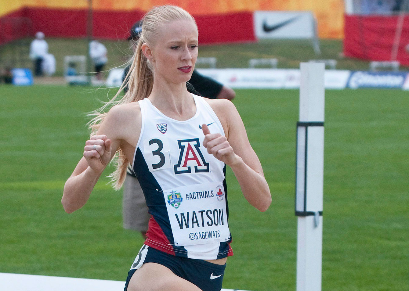 Sage Watson as she finishes second at the Olympic trials on July 8, 2016. 