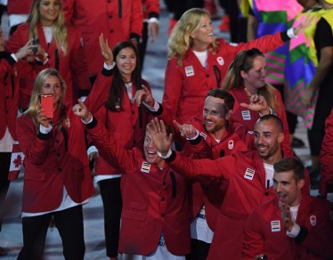 Canadian athletes take part in the opening ceremonies at the 2016 Olympic Games in Rio de Janeiro, Brazil on Friday, Aug. 5, 2016. THE CANADIAN PRESS/Sean Kilpatrick