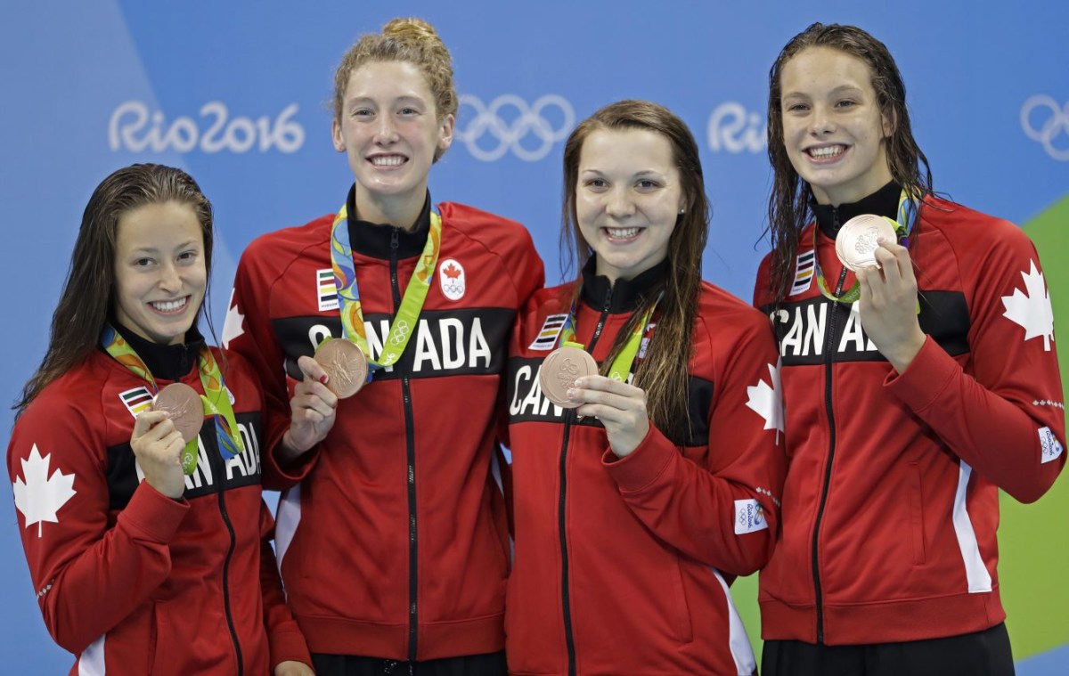 Rio 2016: 200m freestyle relay - Taylor Ruck, Brittany MacLean, Katerine Savard and Penny Oleksiak