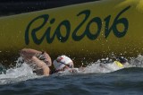 Team Canada's Stephanie Horner during the women's 10km open water swim at Copacabana Beach, Rio de Janeiro, Brazil, Monday August 15, 2016. AP Photo/Gregory Bull