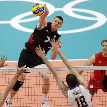 Rio 2016: Men's Volleyball Gordon Perrin goes up for a spike