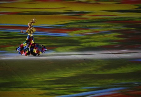 A dancer performs during the closing ceremony for the Summer Olympics in Rio de Janeiro, Brazil, Sunday, Aug. 21, 2016. (AP Photo/Vincent Thian)