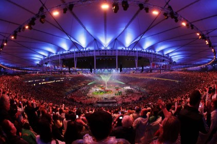 A crowd watches the closing ceremony in the Maracana stadium at the 2016 Summer Olympics in Rio de Janeiro, Brazil, Sunday, Aug. 21, 2016. (AP Photo/Charlie Riedel)