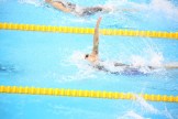 Canada's Hilary Caldwell competing in the women's 200-meter backstroke final during the swimming competitions at the 2016 Summer Olympics, Thursday, Aug. 11, 2016, in Rio de Janeiro, Brazil.