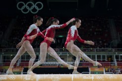 Rose Woo during the artistic gymnastics women's qualification at the 2016 Summer Olympics in Rio de Janeiro, Brazil, Sunday, Aug. 7, 2016.