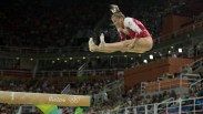 Canada's Brittany Rogers during the artistic gymnastics women's qualification at the 2016 Summer Olympics in Rio de Janeiro, Brazil, Sunday, Aug. 7, 2016.