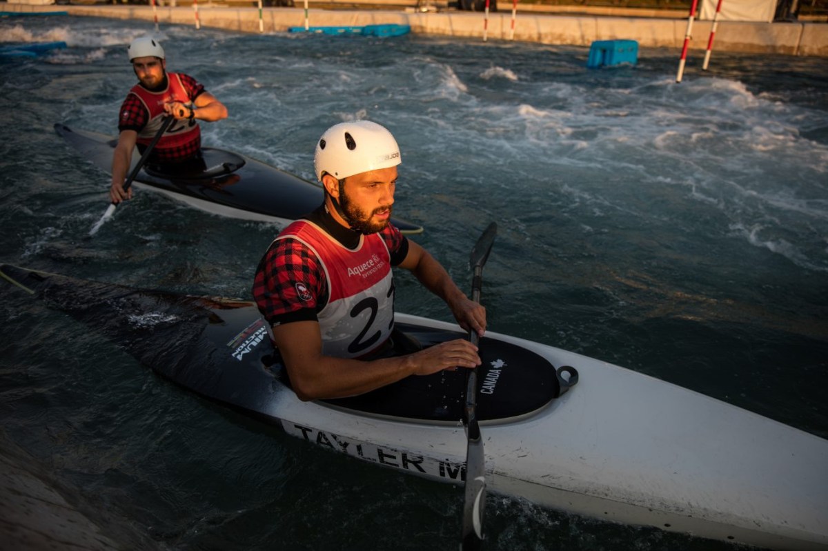 Cam Smedley and Michael Tayler in training at the Whitewater Stadium