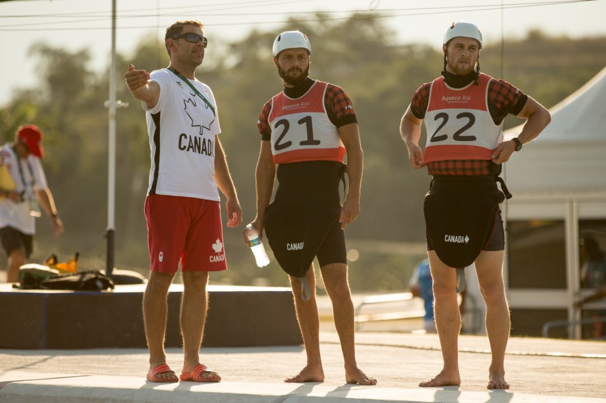 Cam Smedley and Michael Tayler in training at the Whitewater Stadium