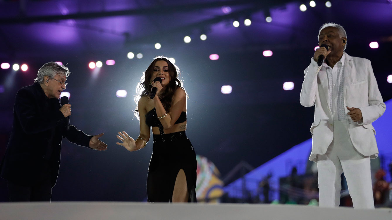 Artists perform on stage during the opening ceremony for the 2016 Summer Olympics in Rio de Janeiro, Brazil, Saturday, Aug. 6, 2016. (AP Photo/David Goldman)