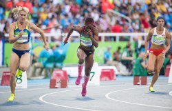 Crystal Emmanuel running in the 200m heats