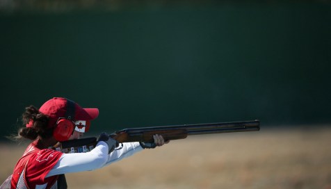 Team Canada's Cynthia Meyer in qualifying round of trap shooting at Deodoro Park, Rio de Janeiro, Brazil, Sunday August 7, 2016. COC Photo/David Jackson