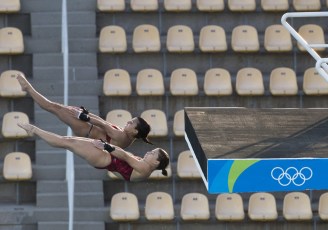 Canada's during diving practice ahead of the Olympic games in Rio de Janeiro, Brazil, Thursday August 4, 2016. COC Photo/Mark Blinch