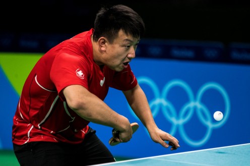 Team Canada's` Eugene Wang, table tennis, practices in Rio Centro Park ahead of the Olympic games in Rio de Janeiro, Brazil, Wednesday August 3, 2016. COC Photo/David Jackson