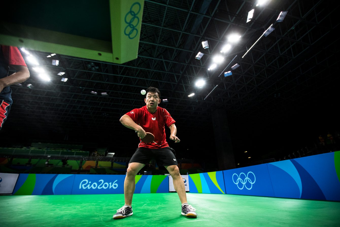 Team Canada's` Eugene Wang, table tennis, practices in Rio Centro Park ahead of the Olympic games in Rio de Janeiro, Brazil, Wednesday August 3, 2016. COC Photo/David Jackson