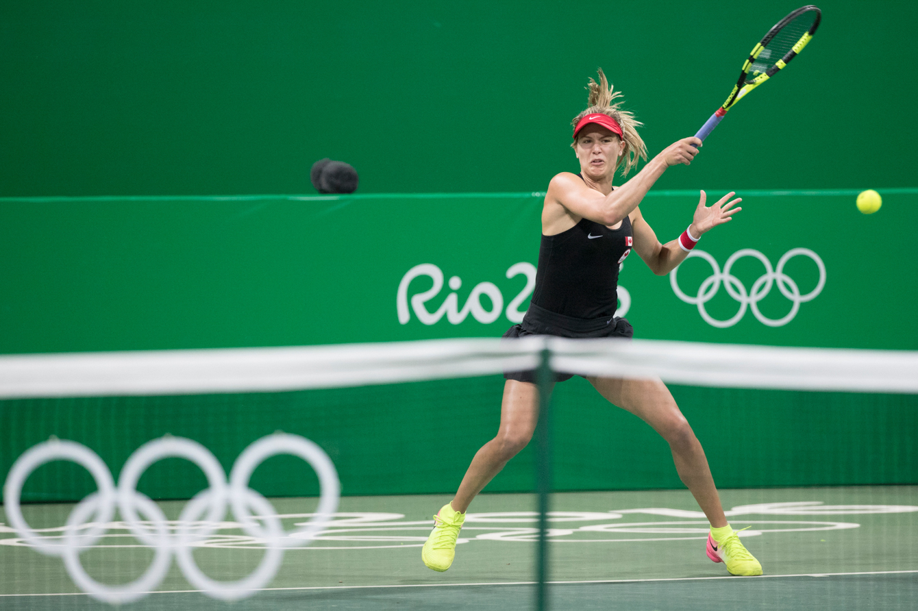 Canada's Eugenie Bouchard takes on Sloane Stephens of the U.S. at the Olympic games in Rio de Janeiro, Brazil, Saturday, August 6, 2016. COC Photo by Jason Ransom
