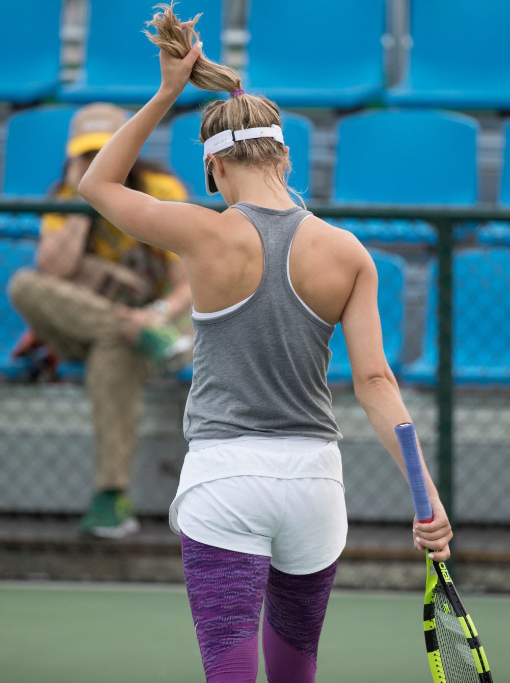 Canadian tennis player Eugenie Bouchard practices prior to the start of the Olympic Games in Rio de Janeiro, Brazil, Wednesday, August 3, 2016. COC Photo by Jason Ransom