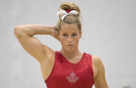 Gymnastics_Training_JasonRansomPhoto-76 Brittany Rogers in training session action prior to the Olympic games in Rio de Janeiro, Brazil, Sunday, July 31, 2016. COC Photo by Jason Ransom