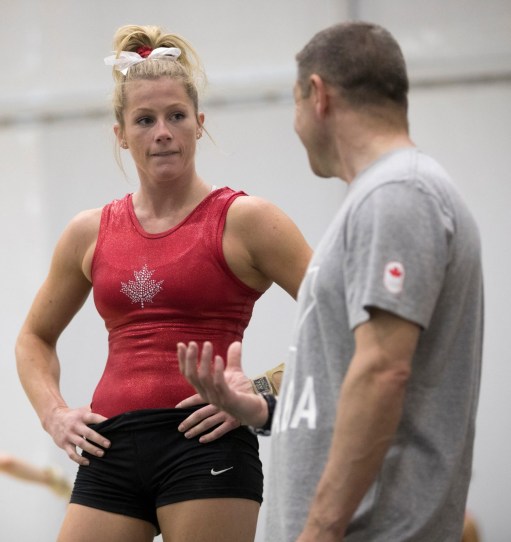 Gymnastics_Training_JasonRansomPhoto-80 Brittany Rogers in training session action prior to the Olympic games in Rio de Janeiro, Brazil, Sunday, July 31, 2016. COC Photo by Jason Ransom
