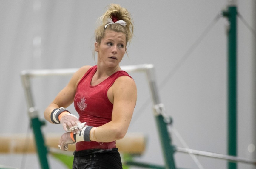 Gymnastics_Training_JasonRansomPhoto-86 Brittany Rogers in training session action prior to the Olympic games in Rio de Janeiro, Brazil, Sunday, July 31, 2016. COC Photo by Jason Ransom