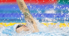 Canada's Hilary Caldwell competes in the women's 200-meter backstroke final during the swimming competitions at the 2016 Summer Olympics, Thursday, Aug. 11, 2016, in Rio de Janeiro, Brazil. (COC/Mark Blinch)