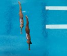 Canada's Jennifer Abel and Pamela Ware dive during the 3m spring board event in Rio de Janeiro, Brazil, Thursday August 4, 2016. COC Photo/Mark Blinch