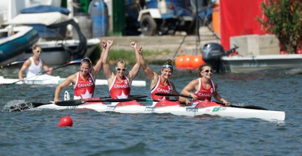 Rio 2016: Kathleen Fraser, Genevieve Orton, Émilie Fournel, and Andréanne Langlois Kathleen Fraser, Genevieve Orton, Émilie Fournel, and Andréanne Langlois, Rio 2016. COC Photo/Jason Ransom