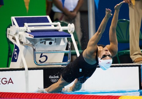 Canada's Kylie Masse competes in the during women's 100 backstroke semifinal swimming at the Olympic games in Rio de Janeiro, Brazil, Monday August 8, 2016. COC Photo/Mark Blinch