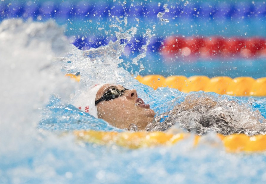 Canada's Kylie Masse competes in the during women's 100 backstroke semifinal swimming at the Olympic games in Rio de Janeiro, Brazil, Monday August 8, 2016. COC Photo/Mark Blinch