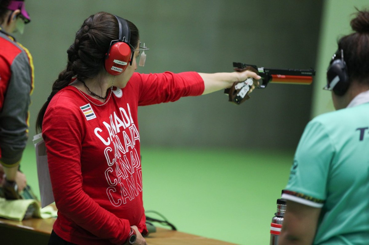 Lynda Kiejko prepares for a shot
