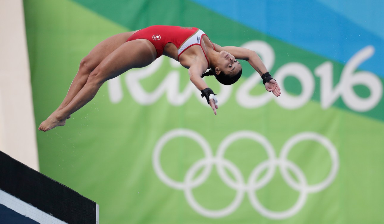 Meaghan Benfeito diving at Rio 2016.