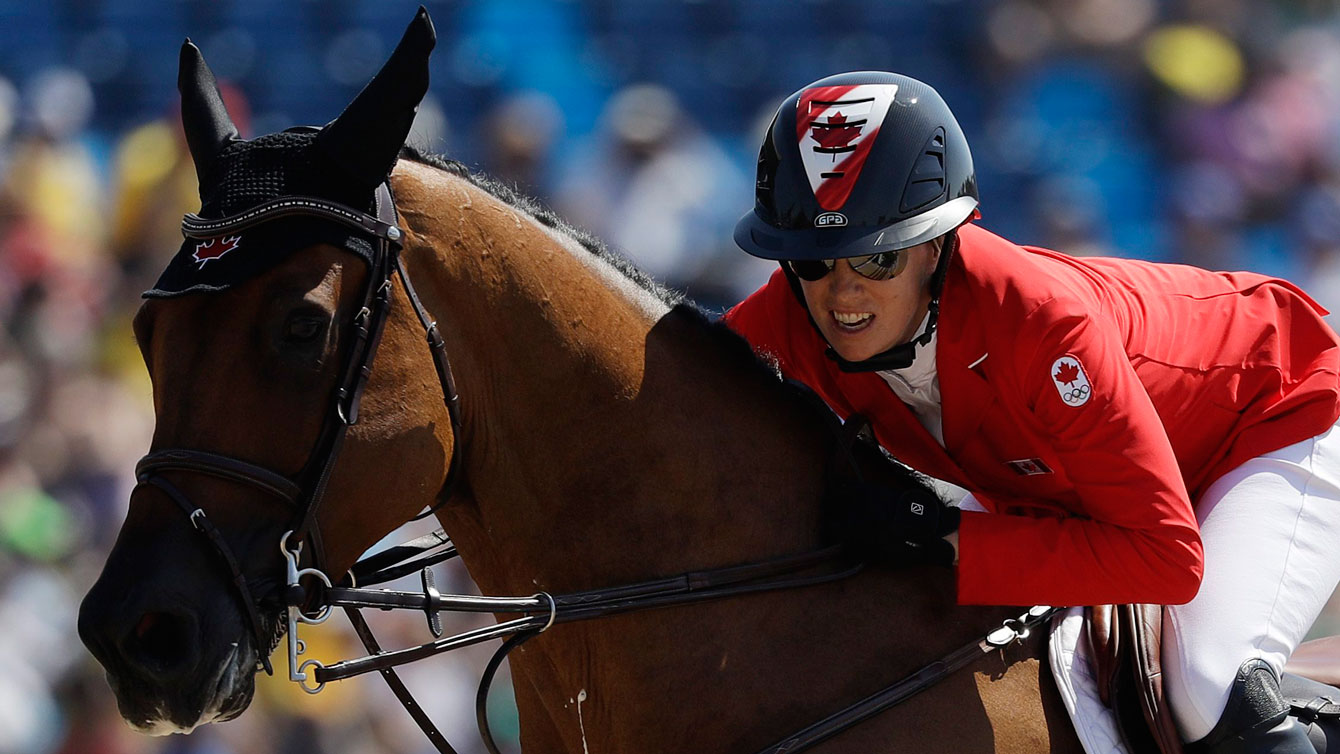 Amy Millar with Heros in the first jumping qualifying round on August 14, 2016. 