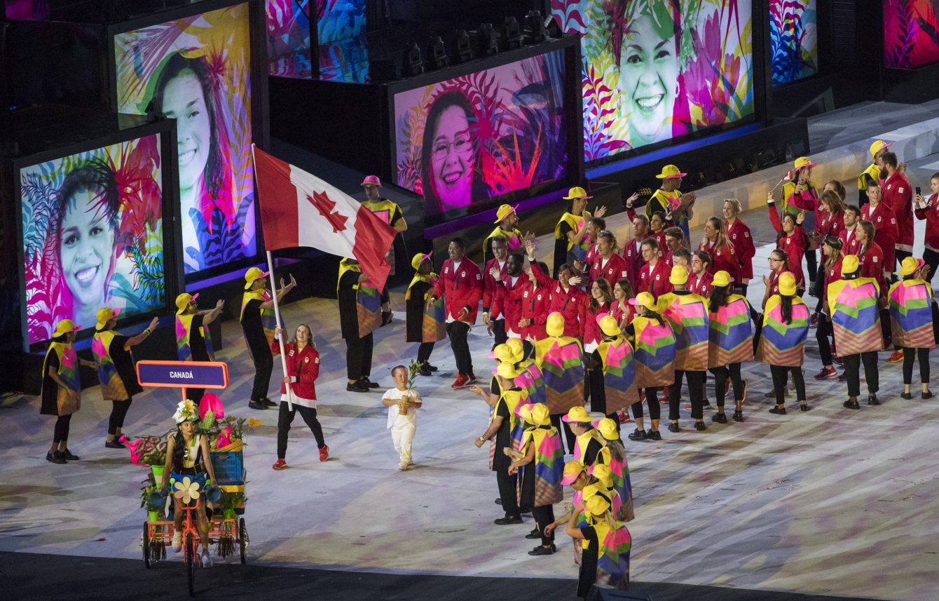Team Canada arrives during the opening ceremony for the Olympic games at Maracana Stadium in Rio de Janeiro, Brazil, Friday August 5, 2016. COC/Mark Blinch