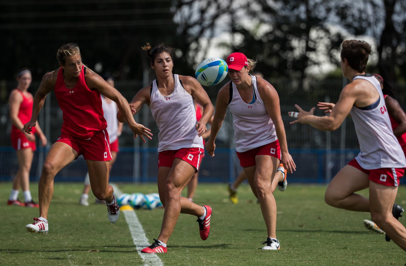 Team Canada women's rugby practice ahead of the Olympic games in Rio de Janeiro, Brazil, Tuesday August 2, 2016. COC Photo/Mark Blinch