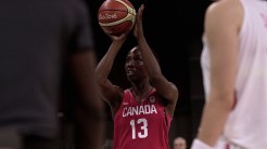 Tamara Tatham attempts a free throw during the Rio 2016 opening women's basketball game on August 6, 2016.
